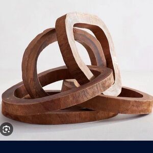 Pottery Barn Sculptural Wooden Rings in Brown and Natural